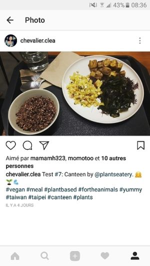 mixed seaweed, corn and pineapple salad, sweet potatoes and rice. at Canteen by Plants in Taipei