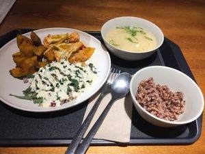 Assorted deli items and soup at Canteen by Plants in Taipei