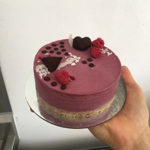 Raspberry Mousse Cake at RawLove Superfoods in Brighton