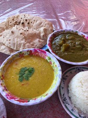Dal & saag aloo at Jasmine in Don Det