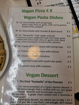 The menu at La Pizzicata in Tirano