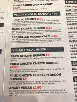 vegan menu at Bread Meats Bread - Great Western in Glasgow