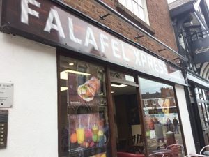 Outside Falafel Xpress. at Falafel Xpress in Chester