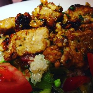 Delicious 'San Fran' - good old St. Francis ?? - Tempeh Salad with sweet chilli sauce  at Liberty Grill in Cork