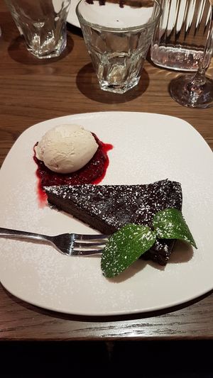 Vegan dessert with soya ice cream at Liberty Grill in Cork
