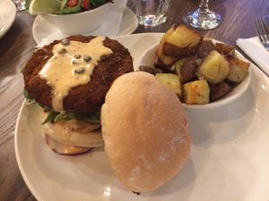 Vegan burger with tempeh patty  at Liberty Grill in Cork