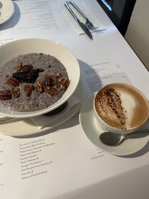 Porridge and oat cappuccino  at Liberty Grill in Cork