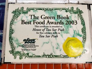 Award at House of Tau Sar Piah in Central Singapore