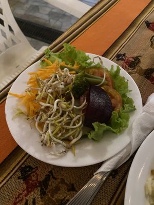 Side salad which comes with all dishes  at La Chakana in Samaipata