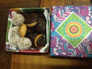 planty of chocolates 
handcraft box at Granito de Arena Vegano in Puerto Montt