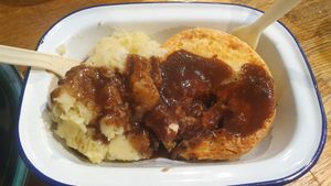 Steak and ale pie with mash and gravy at Young Vegans - Online only in East London