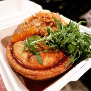 curry pie and mash with mango chutney and some greenery  at Young Vegans - Online only in East London