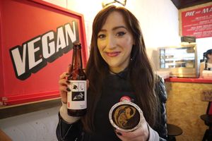 Vegan Beer and Vegan Chocolate Mud Pie at the opening of Young Vegans, Camden  at Young Vegans - Online only in East London