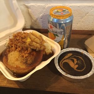 All-day breakfast pie & mash, and the peanut butter & chocolate mudpie - all vegan! at Young Vegans - Online only in East London