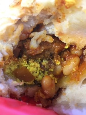 Inside the “all day breakfast” pie. at Young Vegans - Online only in East London