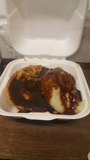 Breakfast Pie with mash, gravy and crispy onions on top  at Young Vegans - Online only in East London