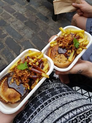 Cheesburger and breakfast pies at Young Vegans - Online only in East London
