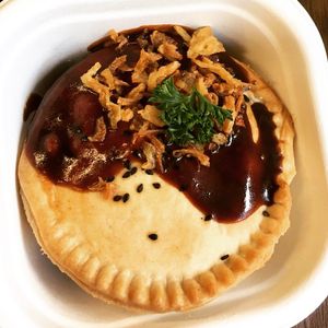 Chicken katsu curry pie with gravy at Young Vegans - Online only in East London
