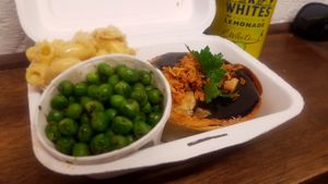 Aussie pie, mint peas and mac and cheese at Young Vegans - Online only in East London