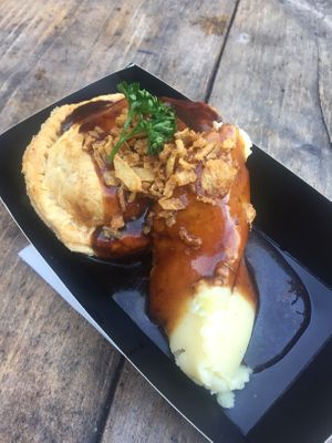 Chicken parmigiana pie with mash at Young Vegans - Online only in East London