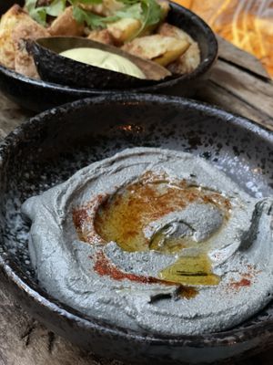 Charcoal hummus  at Seva Table in Dubai