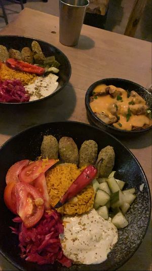 Kebab bowl and loaded potatoes  at Seva Table in Dubai