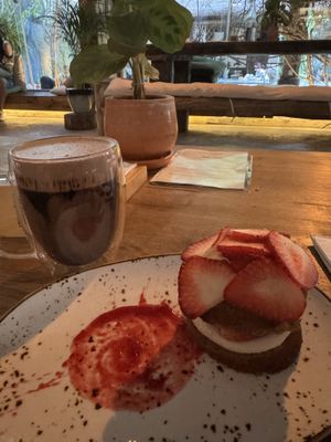 Cocoa and strawberry feels lavender cakee  at Seva Table in Dubai