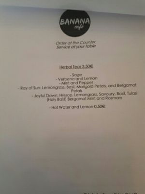 menu at Banana Cafe in Bordeaux