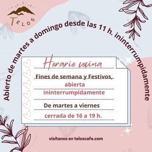 Horario de verano at Telos Comida Casera Natural Vegetariana y Vegana in San Lorenzo De El Escorial