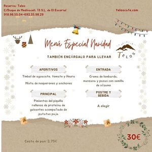 Menú Especial Navidad at Telos Comida Casera Natural Vegetariana y Vegana in San Lorenzo De El Escorial