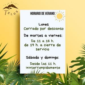 Horario de verano 2023 at Telos Comida Casera Natural Vegetariana y Vegana in San Lorenzo De El Escorial