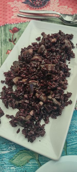 Arroz selvático negro con champiñones at Telos Comida Casera Natural Vegetariana y Vegana in San Lorenzo De El Escorial