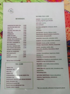 Beberages at Telos Comida Casera Natural Vegetariana y Vegana in San Lorenzo De El Escorial