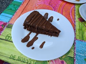 dessert (tasty!) at Telos Comida Casera Natural Vegetariana y Vegana in San Lorenzo De El Escorial