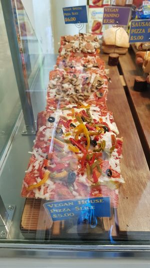 Vegan pizza slices at Taste of Napoli in Bristol