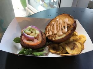 Beyond meat burger at Farmacy Vegan Kitchen & Bakery in Tampa