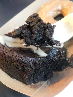 Insanely decadent avocado brownie - to die for! at Farmacy Vegan Kitchen & Bakery in Tampa