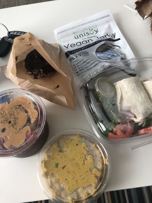 Tofu jerky, acai bowl, donut 🍩 and vegan jerky at Farmacy Vegan Kitchen & Bakery in Tampa