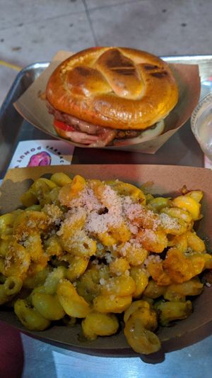 Hot burger and Mac n cheese at Farmacy Vegan Kitchen & Bakery in Tampa