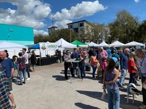 Look at all the Happy vegans! Vegan food trucks!!!  at Farmacy Vegan Kitchen & Bakery in Tampa