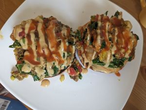 Breakfast pizza bagle at Kahiau's Bakery & Cafe in Virginia Beach