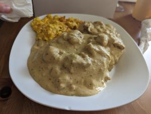 Biscuits and gravy add scramble at Kahiau's Bakery & Cafe in Virginia Beach