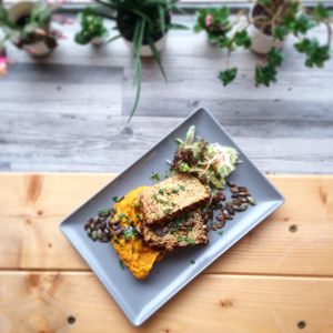 NOmeat loaf and pumpkin pure at zralé bistro in Zlin