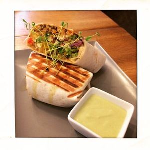 Asian inspiration wrap - buckwead, lentils, ginger, veggies served with our wasabi mayo at zralé bistro in Zlin