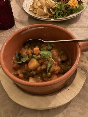 Course soya stew with veggies and mint at Rotas da Ilha Verde in Sao Miguel