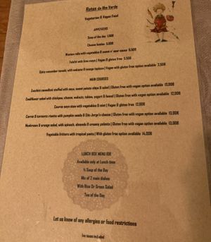 Main menu at Rotas da Ilha Verde in Sao Miguel