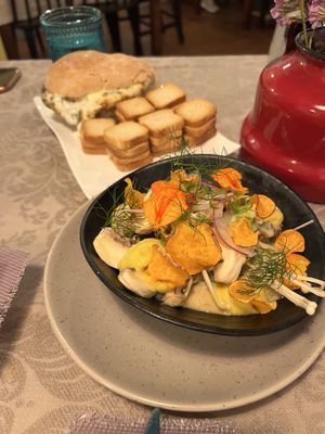 Vegan mushrooms (cheese fondue in the back)  at Rotas da Ilha Verde in Sao Miguel