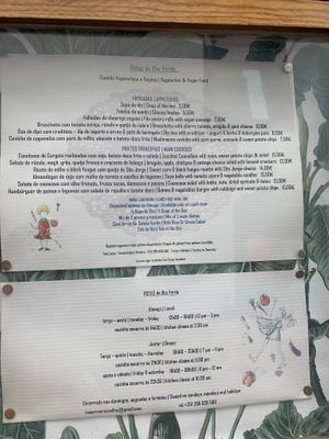 Menu   at Rotas da Ilha Verde in Sao Miguel