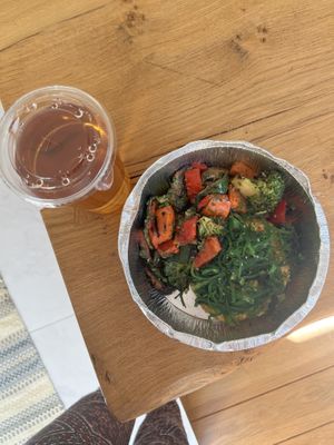 Sweet potato burger and iced tea   at Rotas da Ilha Verde in Sao Miguel