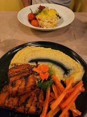 Tofu fillets with carrots at Rotas da Ilha Verde in Sao Miguel